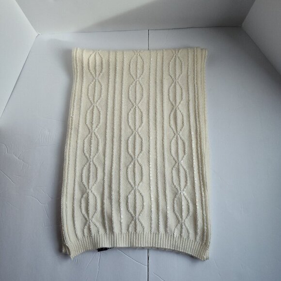 Ladies Inc Winter White Yarn/Sequin Winter Scarf - Picture 2 of 3